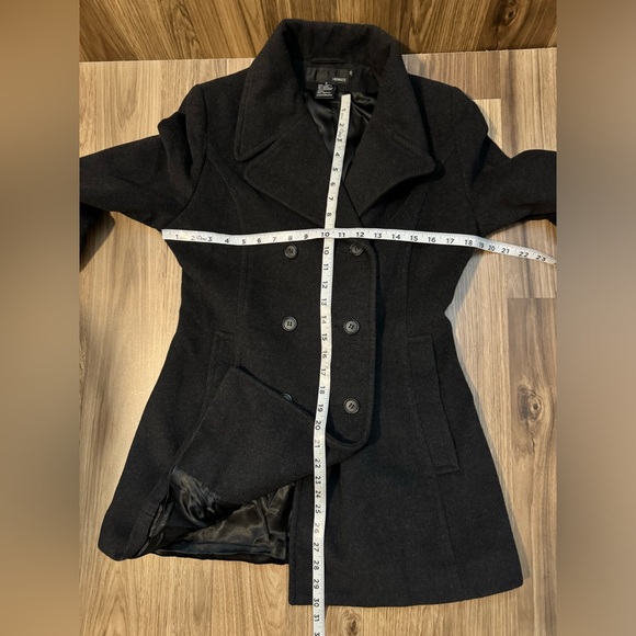 Hennes Cashmere Wool Vintage Charcoal Gray Lined Pockets Button Up Peacoat 38 8 - Picture 14 of 15